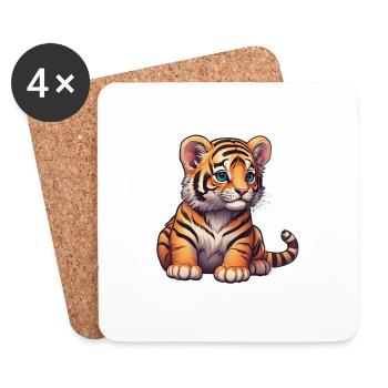 BÉBÉ TIGRE 6 - Dessous de verre (lot de 4) - blanc - Devant