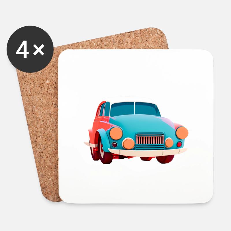 altes Abstraktes Auto - Untersetzer (4er-Set) - Weiß