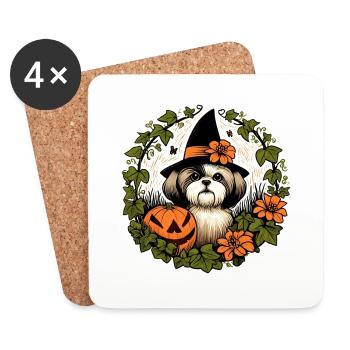 Halloween Shih Tzu - Untersetzer (4er-Set) - Weiß - Vorne