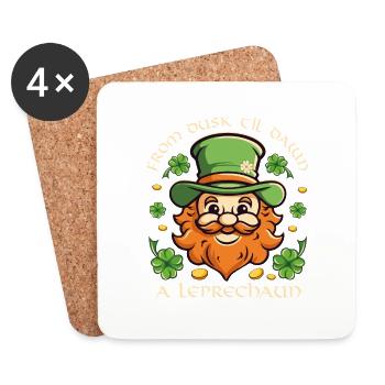 Irish Ireland Shamrock Leprechaun Leprechaun Rhyme - Coasters (set of 4) - white - Front