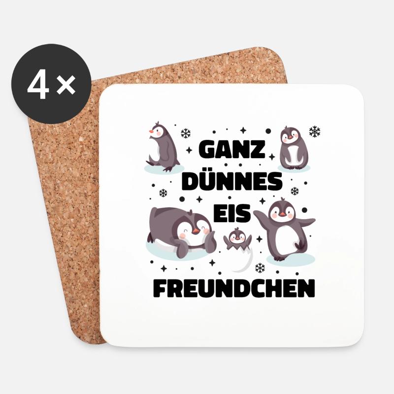 Ganz dünnes Eis Freundchen Lustige Spruch Geschenk - Untersetzer (4er-Set) - Weiß