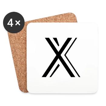 Buchstabe X - Untersetzer (4er-Set) - Weiß - Vorne