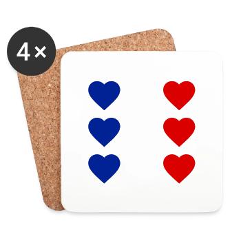 Coeur France - Dessous de verre (lot de 4) - blanc - Devant