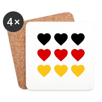 Herz Deutschland - Untersetzer (4er-Set) - Weiß - Vorne