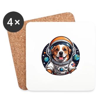 Astronaut Dog in Space - Coasters (set of 4) - white - Front