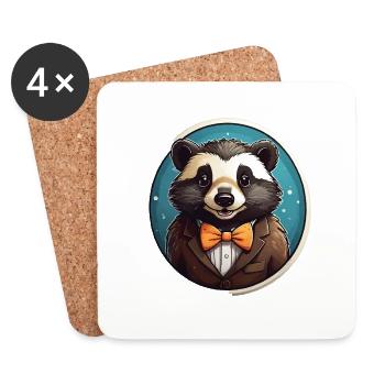 Lustiger Panda Bär - Untersetzer (4er-Set) - Weiß - Vorne