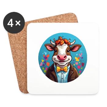 Funny Cow Comic - Coasters (set of 4) - white - Front