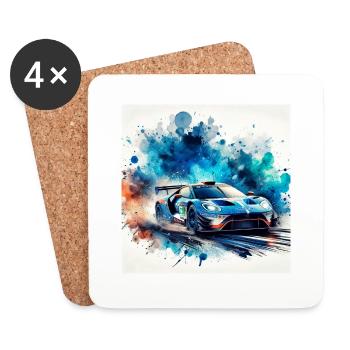 Voiture de course sportive - Dessous de verre (lot de 4) - blanc - Devant