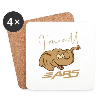 Drôle de design - Je suis tout ouïe - Éléphant - Dessous de verre (lot de 4) - blanc - Devant