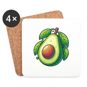 Avocat et ses feuilles - Dessous de verre (lot de 4) - blanc - Devant