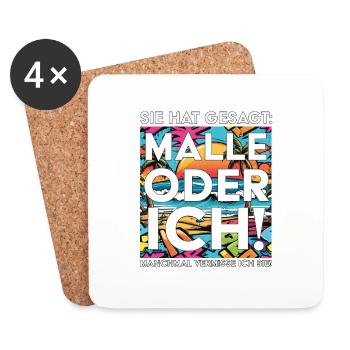 Lustiger Mallorca Spruch Malle oder ich - Untersetzer (4er-Set) - Weiß - Vorne