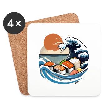 Japan Sushi Meer - Untersetzer (4er-Set) - Weiß - Vorne