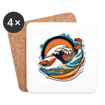 Japan Sushi Meer - Untersetzer (4er-Set) - Weiß - Vorne