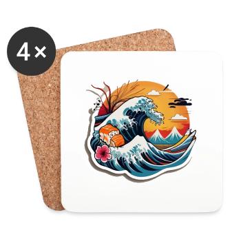 Japan Sushi Meer - Untersetzer (4er-Set) - Weiß - Vorne