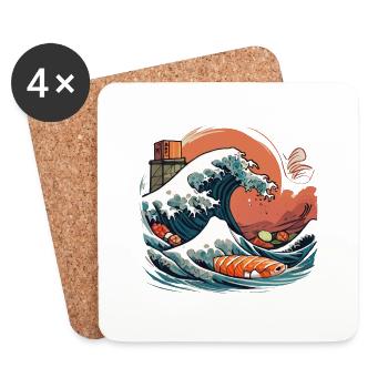 Japan Sushi Meer - Untersetzer (4er-Set) - Weiß - Vorne