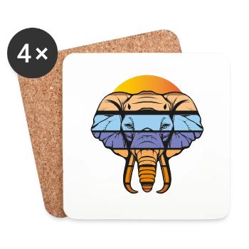 Elephant Elephant in cool colors - Coasters (set of 4) - white - Front
