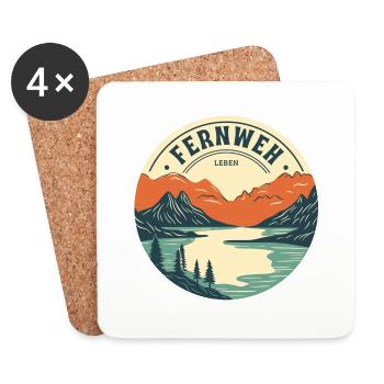 Wanderlust - Travel - Life - Mountains - Coasters (set of 4) - white - Front