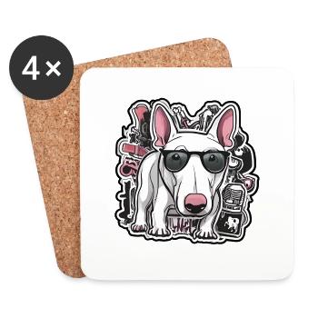 BULLTERRIER STREETART - Dessous de verre (lot de 4) - blanc - Devant