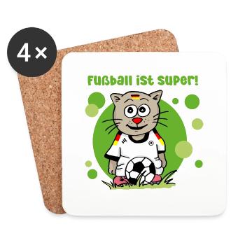 Fußball ist super! - Untersetzer (4er-Set) - Weiß - Vorne