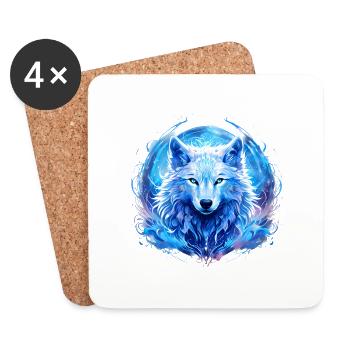 Loup céleste - Dessous de verre (lot de 4) - blanc - Devant