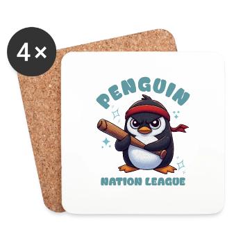 Penguin Nation League - Penguin Baseball - Coasters (set of 4) - white - Front