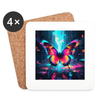 Neon Schmetterling - Untersetzer (4er-Set) - Weiß - Vorne