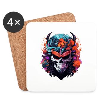 Japanese Abstract Print Japanese Art Design - Coasters (set of 4) - white - Front