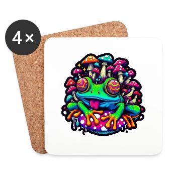 Grenouille psychédélique aux champignons - Dessous de verre (lot de 4) - blanc - Devant