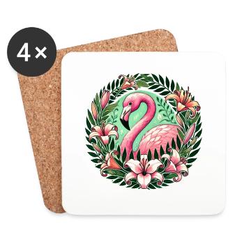 Pink Flamingo - Coasters (set of 4) - white - Front