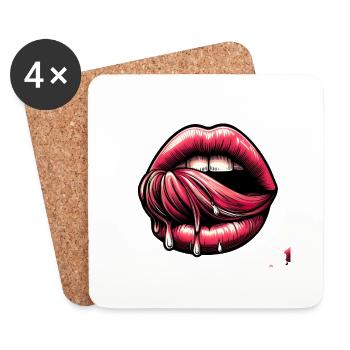 Tongue in motion - Expressive mouth - Coasters (set of 4) - white - Front
