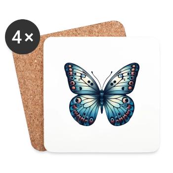 Blue Butterfly - Butterfly - Coasters (set of 4) - white - Front