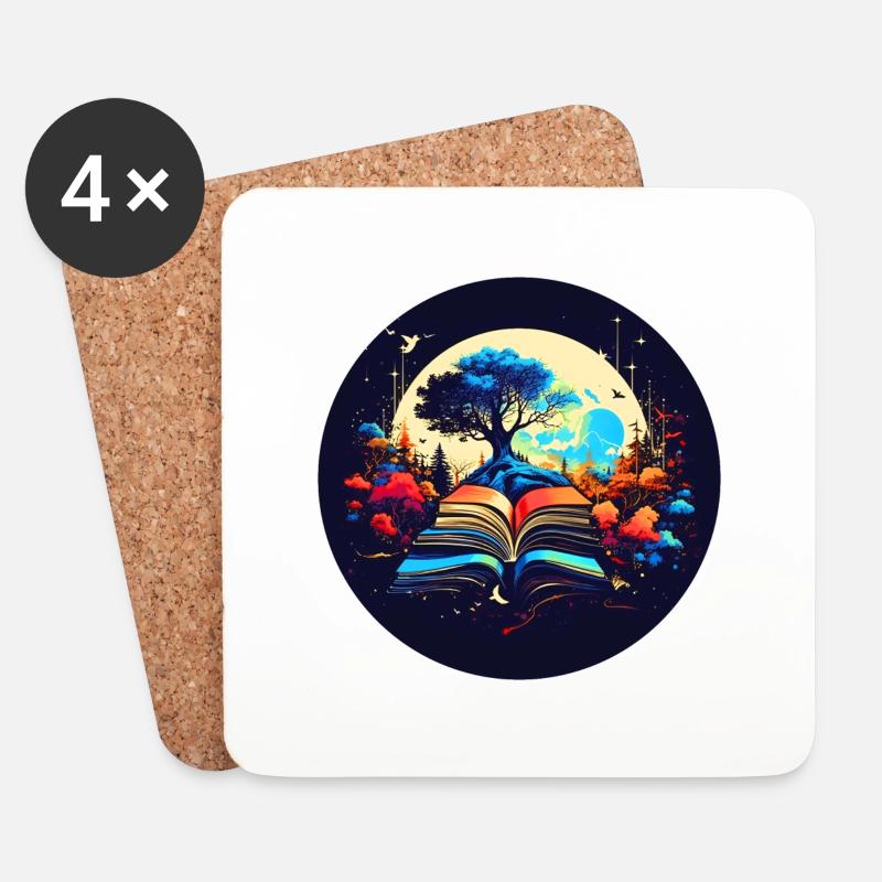 Dreamy reading experience - Coasters (set of 4) - white