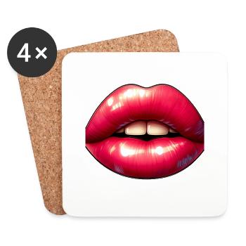 Sexy rote Lippen - Untersetzer (4er-Set) - Weiß - Vorne