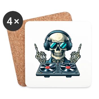 DJ Skeleton - Coasters (set of 4) - white - Front