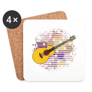 Guitare - Dessous de verre (lot de 4) - blanc - Devant