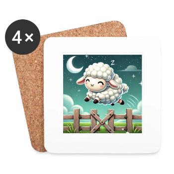 Counting sheep at night - Coasters (set of 4) - white - Front