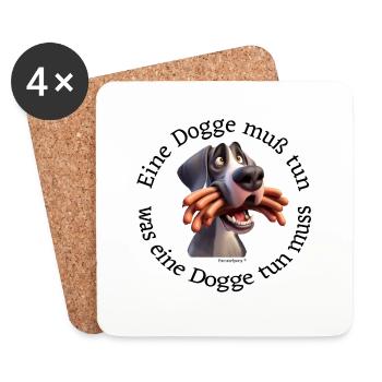 NimmersattDogge - Untersetzer (4er-Set) - Weiß - Vorne