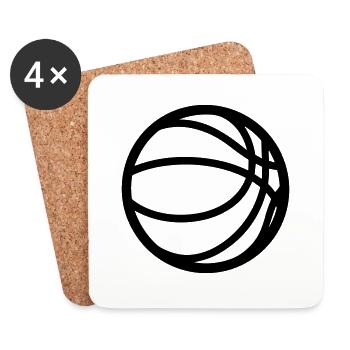 Ballon de basket - Dessous de verre (lot de 4) - blanc - Devant