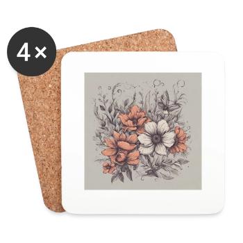 Pastel Spring Flowers - Coasters (set of 4) - white - Front