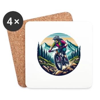 Mountain Biker - Coasters (set of 4) - white - Front