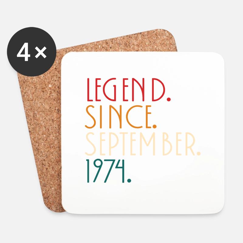 Legende seit September 1974 - Minimalistisch - Untersetzer (4er-Set) - Weiß