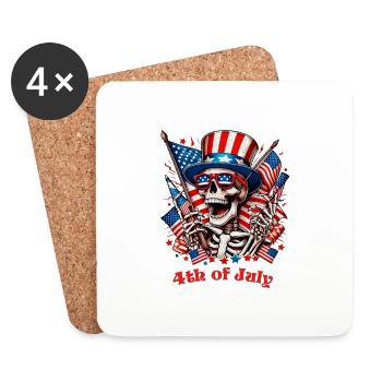 Funny Skeleton 4th of July - Coasters (set of 4) - white - Front