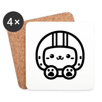 Dog - Cap - Coasters (set of 4) - white - Front