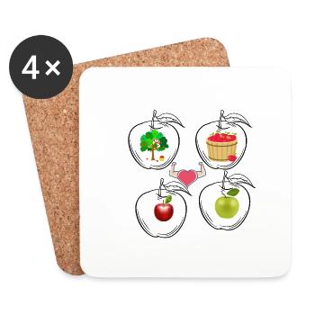 All the apples - Coasters (set of 4) - white - Front