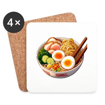 Ramen Bowl - Japanese Flavor - Coasters (set of 4) - white - Front