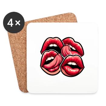 Charmanter Kuss - Sinnliche Lippen - Untersetzer (4er-Set) - Weiß - Vorne