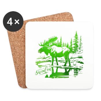 Suède Suède Viking Nordique Scandinavie Solstice d’été - Dessous de verre (lot de 4) - blanc - Devant