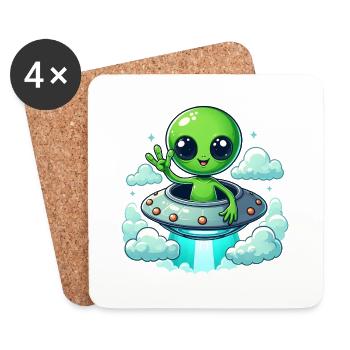 Un extraterrestre montre la paix - Dessous de verre (lot de 4) - blanc - Devant