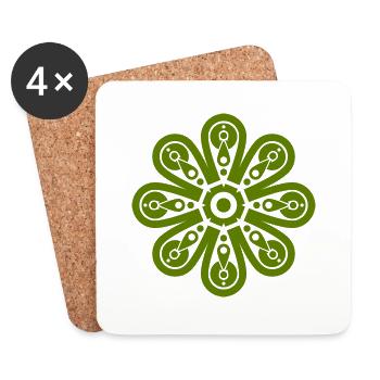 Mechanical Green Flower - Coasters (set of 4) - white - Front