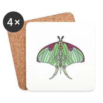 Art Nouveau Inspired Luna Moth - Coasters (set of 4) - white - Front